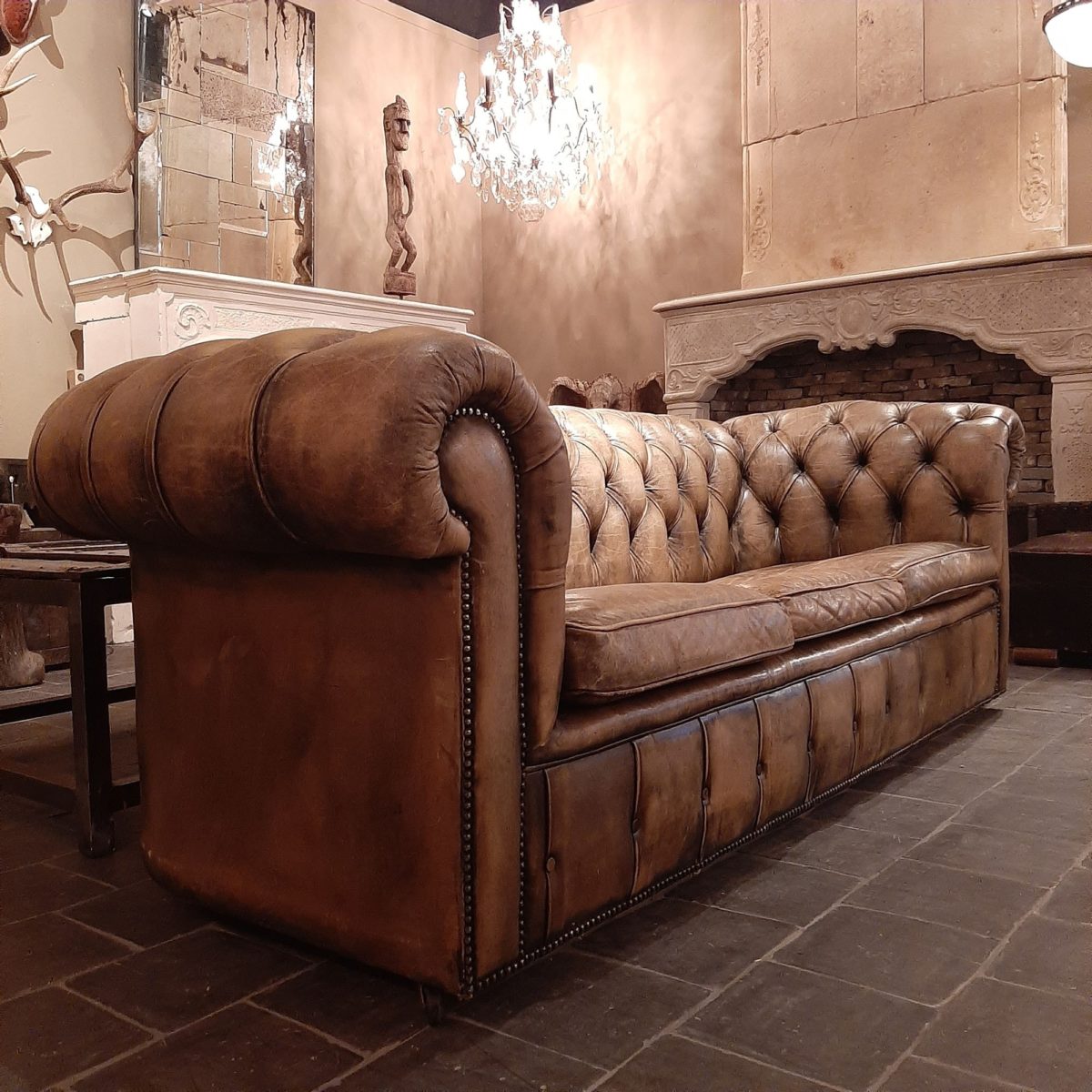Genuine Vintage Chesterfield Leather Sofa Piet Jonker