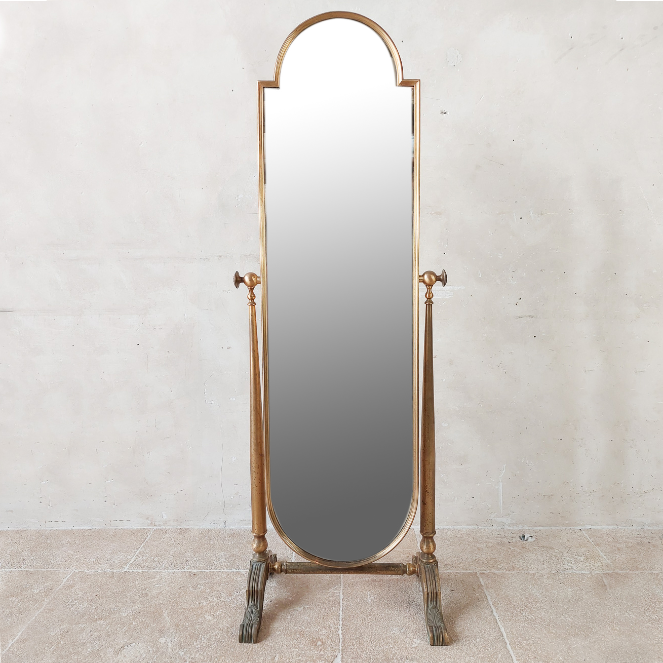 Vintage Brass Standing Mirror Piet Jonker