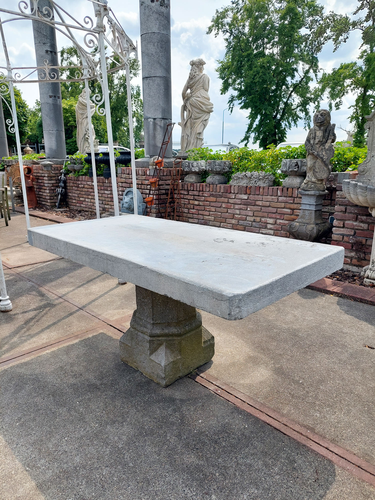 Garden table composed of antique Dutch hard stone architectural ...